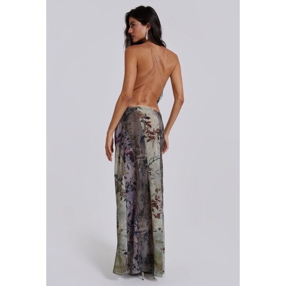 NWT Jaded London Asteria Pannelled Maxi Skirt Long Flowy Green Floral Revolve 6 - Picture 13 of 13